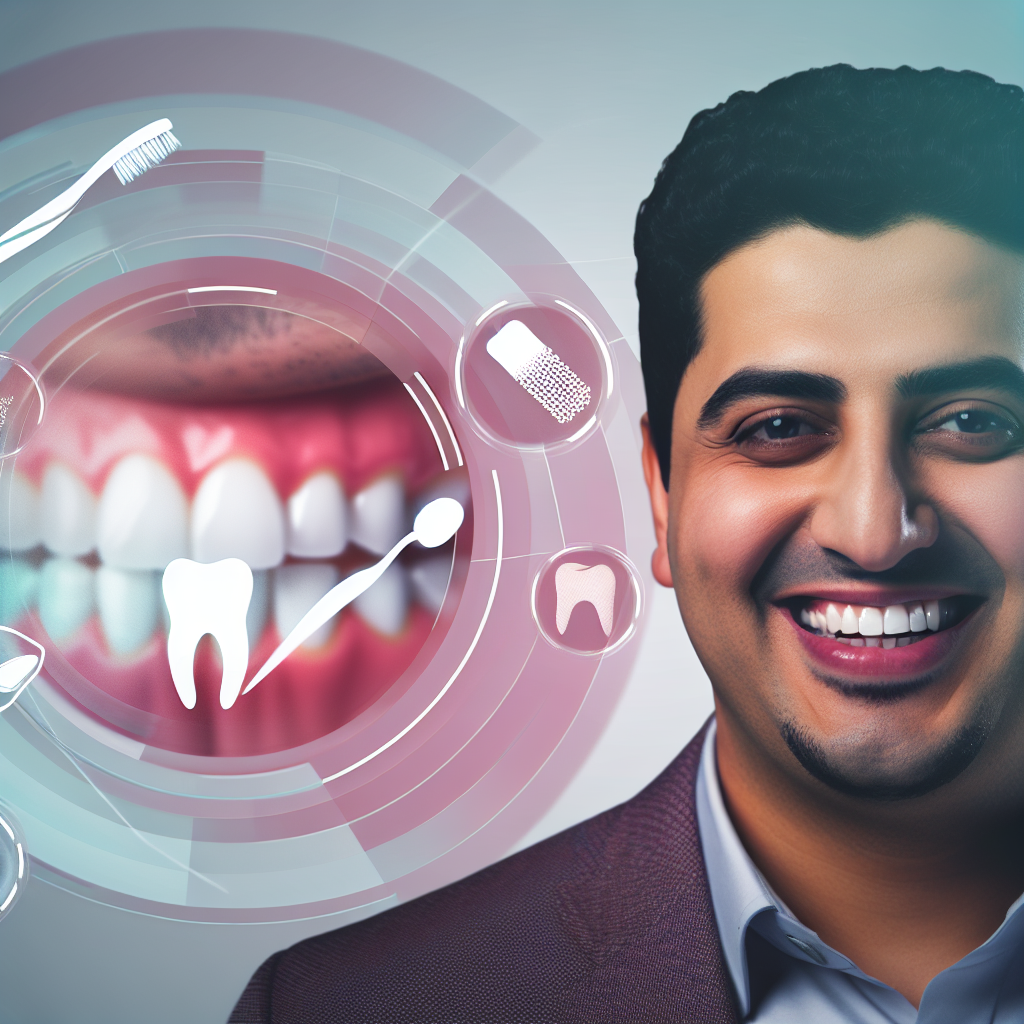 Healthy gums with dental icons overlay