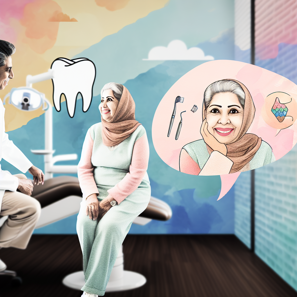 A senior adult smiling in a welcoming dental clinic