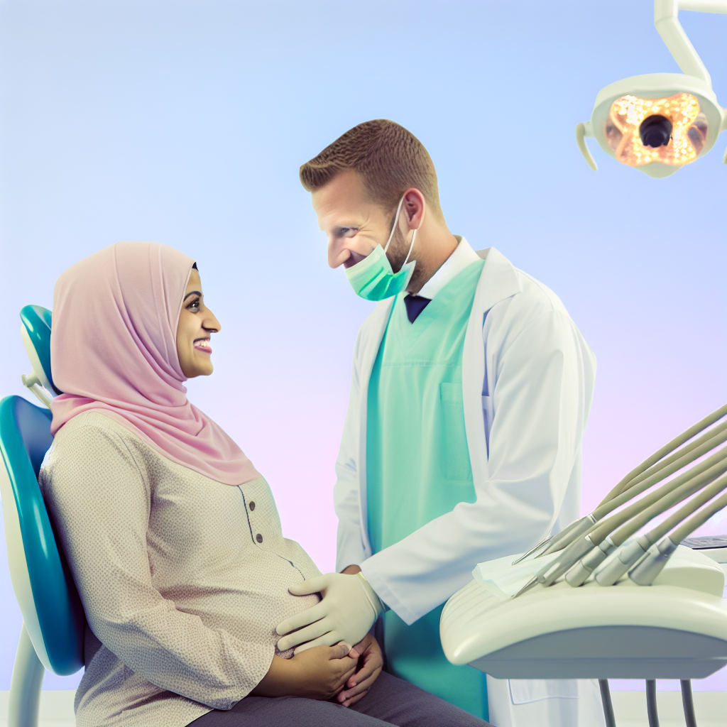 Expecting mother receiving dental care in a comfortable dental clinic